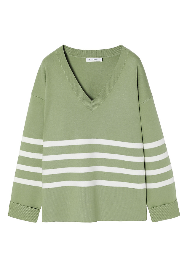 LADIES' STRIPED SWEATER - ELIANA LADIES' STRIPED SWEATER - ELIANA ZIELONY 6