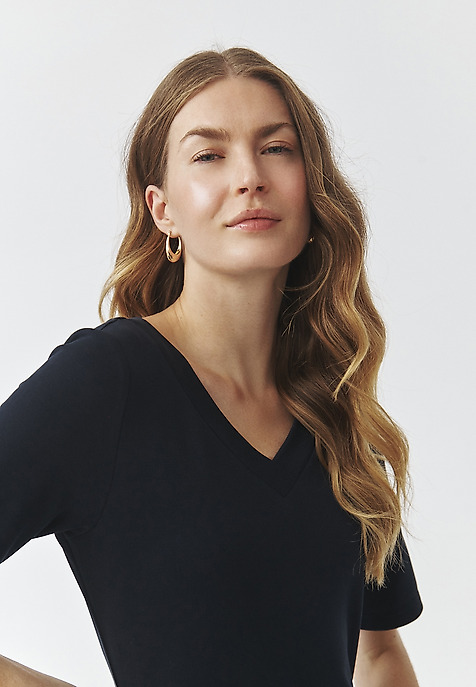 SHORT SLEEVE MIDI DRESS — ARIA 2 NAVY BLUE 2