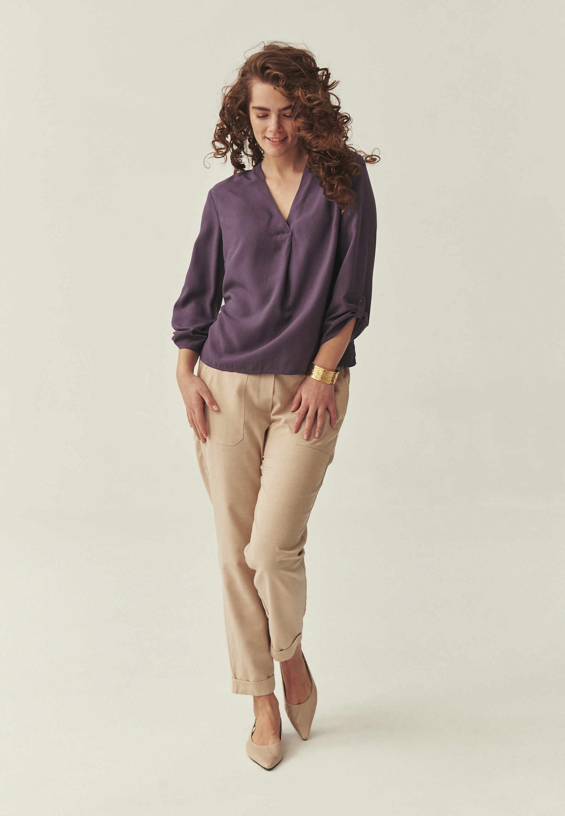 KLASYCZNA BLUZKA Z WISKOZY LENZING™ ECOVERO™ - ELMI FIOLETOWY 2