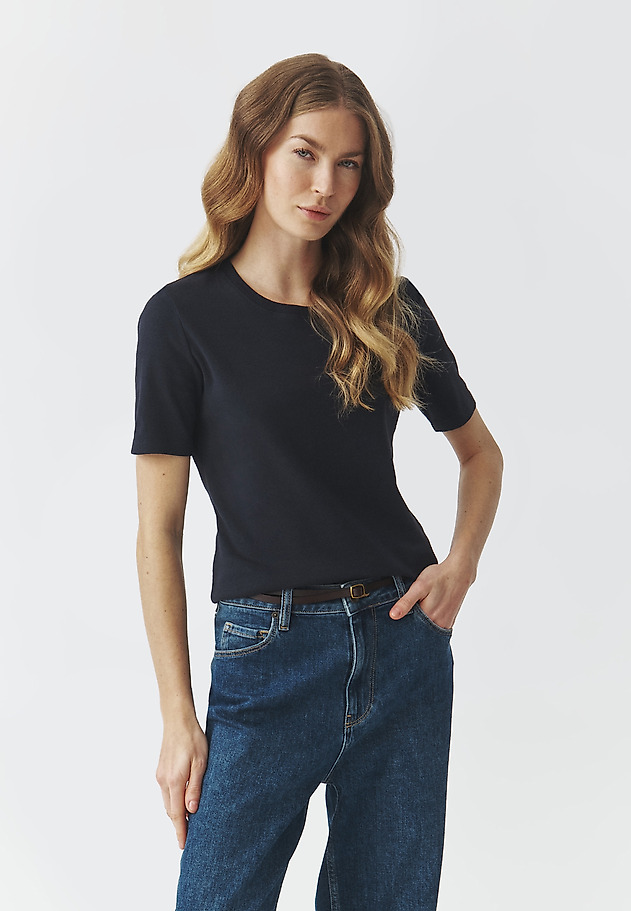 COTTON SHORT SLEEVE T-SHIRT — KIRI COTTON SHORT SLEEVE T-SHIRT — KIRI GRANATOWY 1