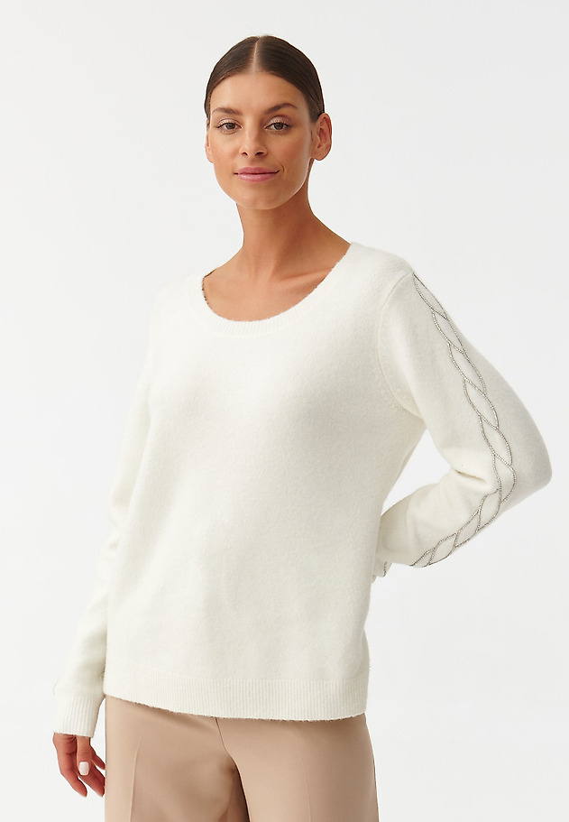 LADIES’ SWEATER WITH DECORATIVE SLEEVES SYLVI LADIES’ SWEATER WITH DECORATIVE SLEEVES SYLVI ECRU 3