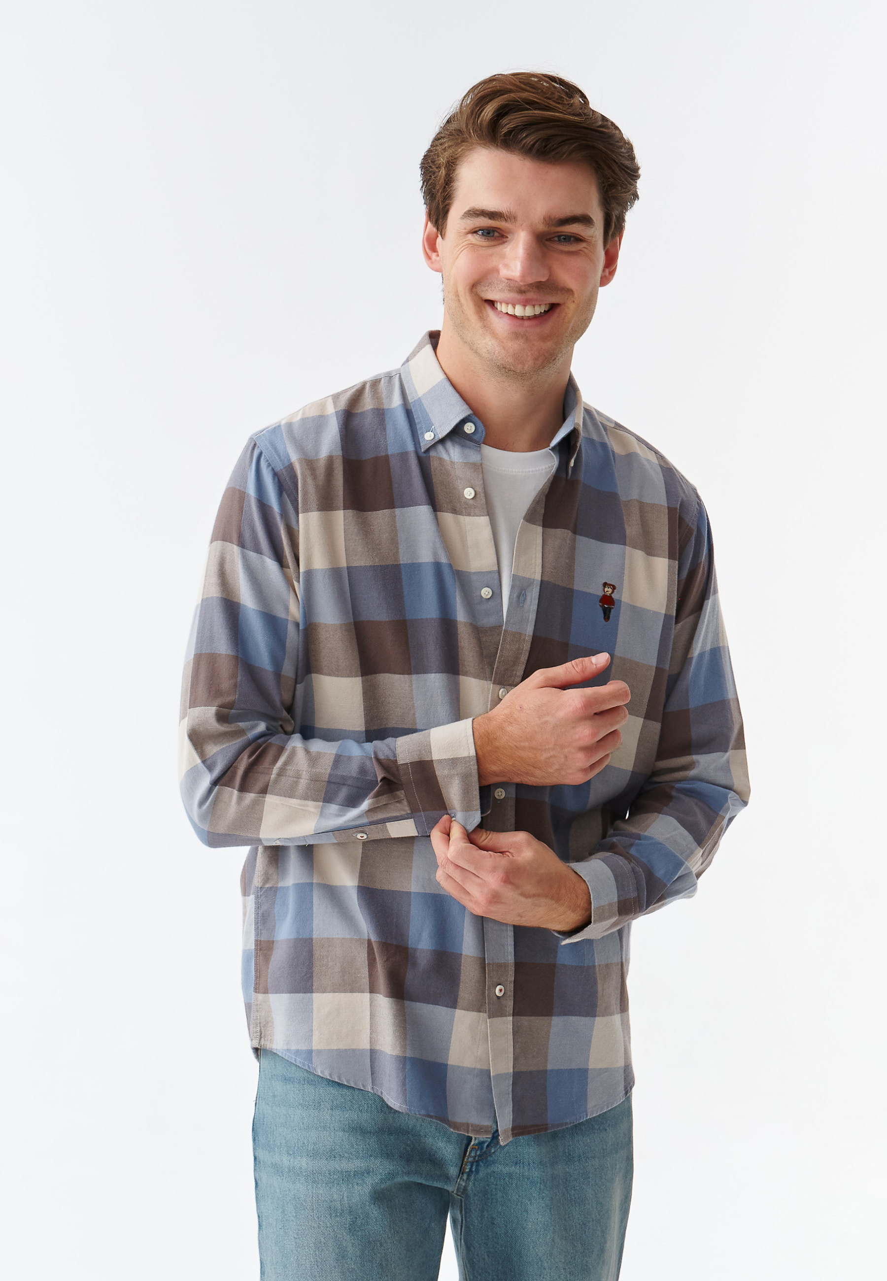 BAWEŁNIANA KOSZULA MĘSKA W KRATĘ Z DŁUGIM RĘKAWEM FRANK CLASSIC MULTIKOLOR 2