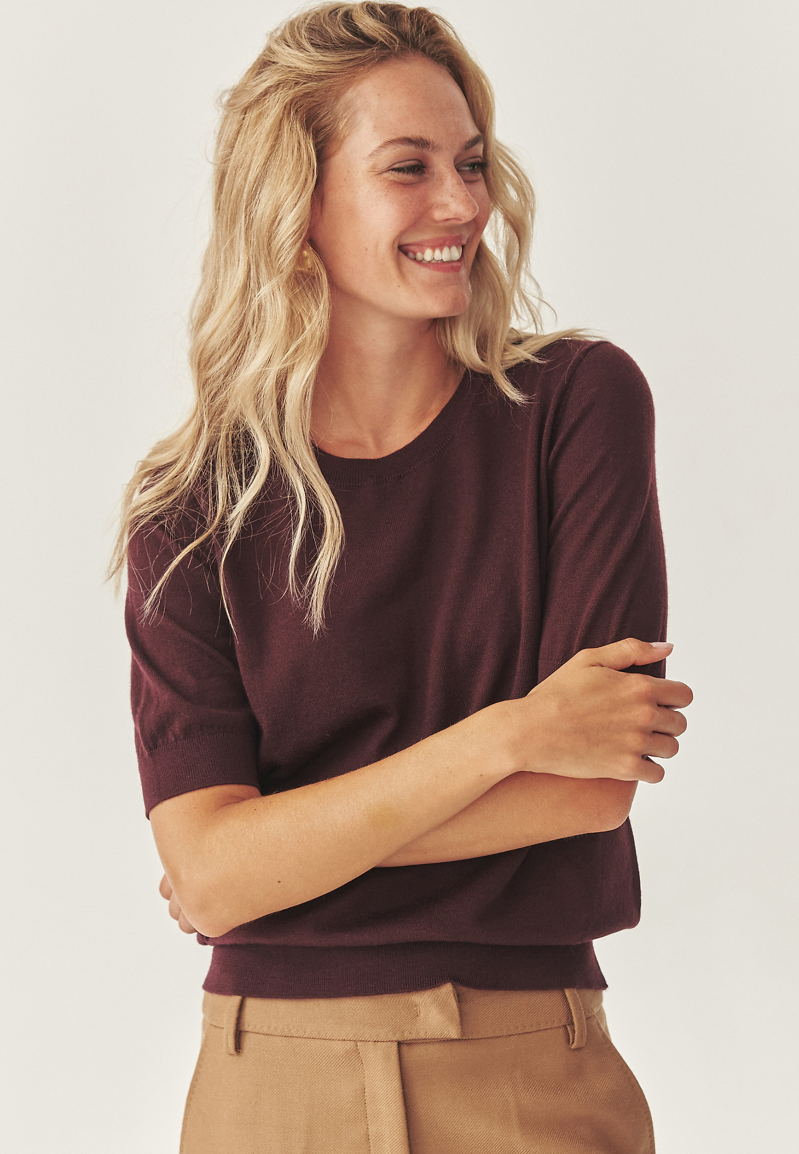 KLASIČNA VOLNENA BLUZA - MORIL KLASIČNA VOLNENA BLUZA - MORIL RDEČA 115455
