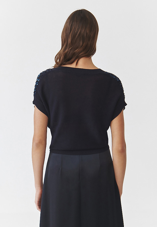LADIES' SEQUINNED JUMPER WITH WAISTCOAT CUT — ICOMA LADIES' SEQUINNED JUMPER WITH WAISTCOAT CUT — ICOMA GRANATOWY 4