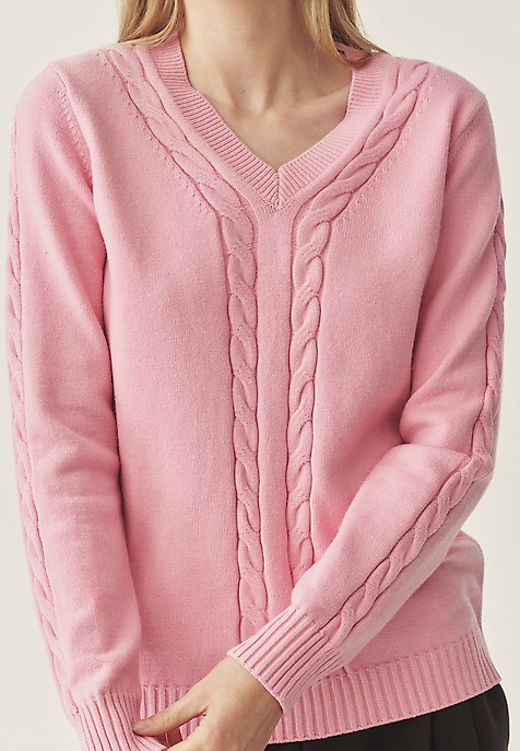LADIES’ SWEATER IN CABLE KNIT STRUCTURE - WIRA PINK 2