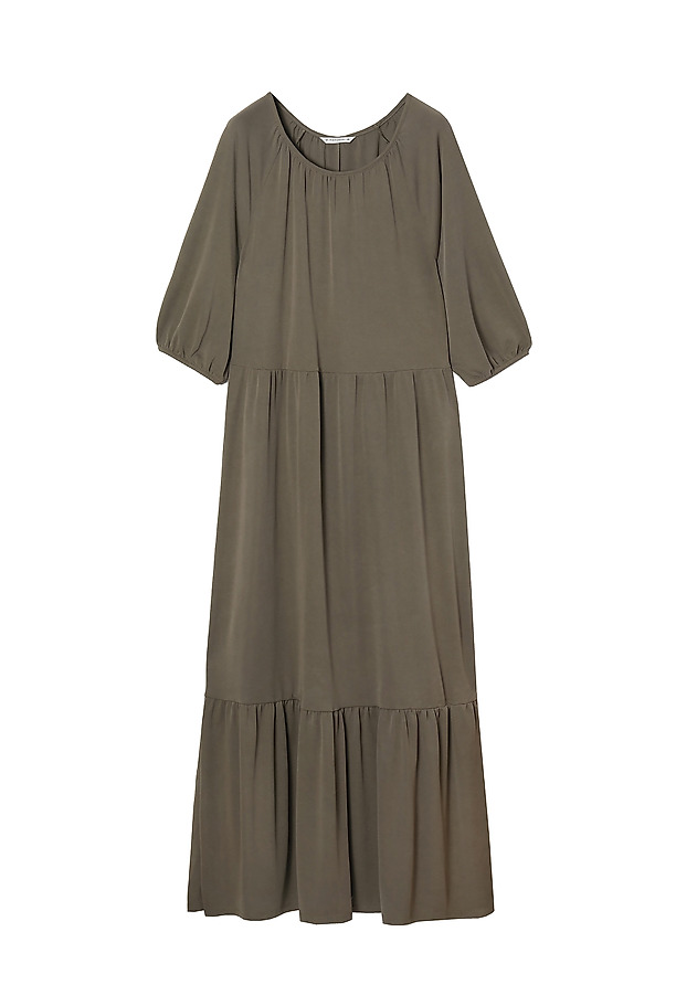 LADIES' MAXI DRESS WITH FRILLS ENWI LADIES' MAXI DRESS WITH FRILLS ENWI KHAKI 6