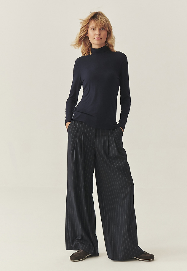 LIGHTWEIGHT GOLF SHIRT WITH CASHMERE AND LENZING™ ECOVERO™ VISCOSE - GREENWICH LIGHTWEIGHT GOLF SHIRT WITH CASHMERE AND LENZING™ ECOVERO™ VISCOSE - GREENWICH NAVY BLUE 5