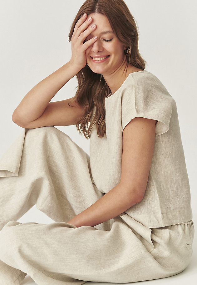 LINEN WIDE-LEG TROUSERS - ZAMI 2 LINEN WIDE-LEG TROUSERS - ZAMI 2 BEŻOWY 1