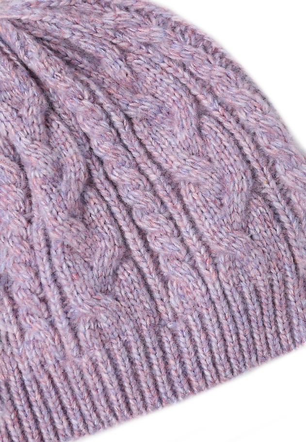 KNITTED LADIES' BEANIE WITH PLAID WEAVE — RIFA KNITTED LADIES' BEANIE WITH PLAID WEAVE — RIFA FIOLETOWY 3