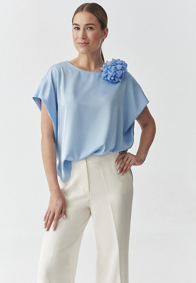SATIN BLOUSE — IRMINA SATIN BLOUSE — IRMINA NIEBIESKI 1