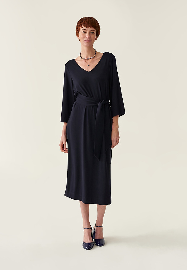LADIES' DRESS WITH ELACTIS BAND AROUND THE WAIST JASMIKO LADIES' DRESS WITH ELACTIS BAND AROUND THE WAIST JASMIKO NAVY BLUE 5