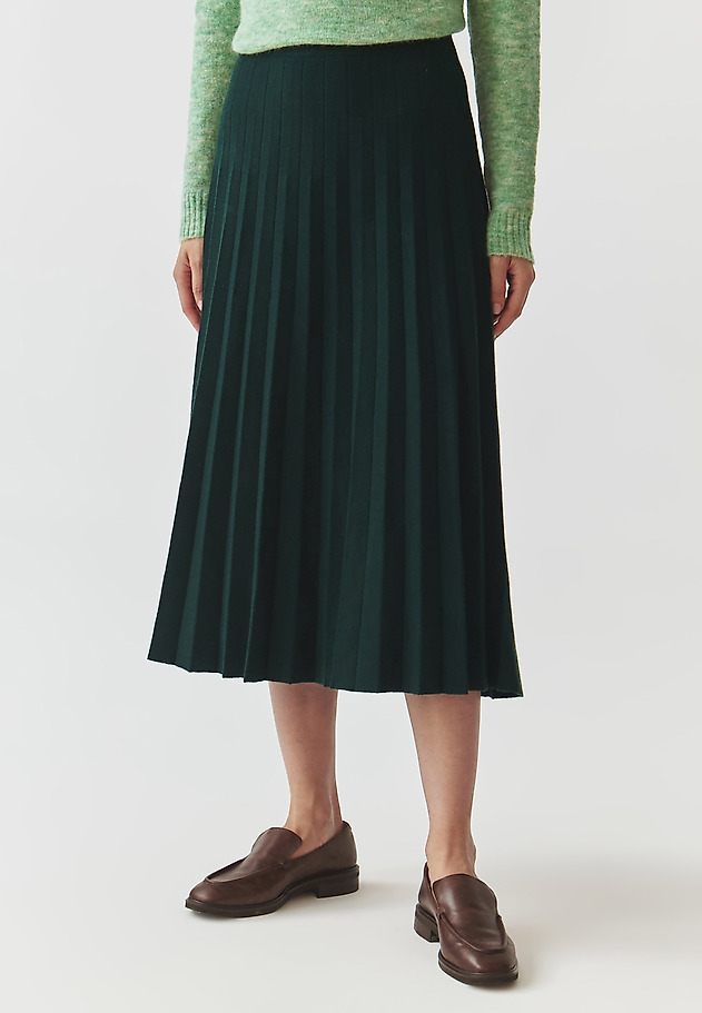 PLEATED MIDI SKIRT IN CHUNKY KNIT FABRIC — WOTO PLEATED MIDI SKIRT IN CHUNKY KNIT FABRIC — WOTO ZIELONY 2