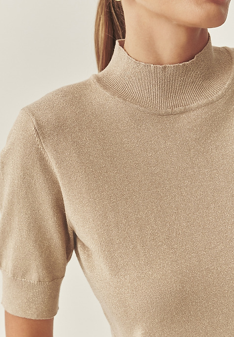 LADIES' JUMPER WITH TURTLENECK AND SHINY YARN — LU 3 YELLOW 2