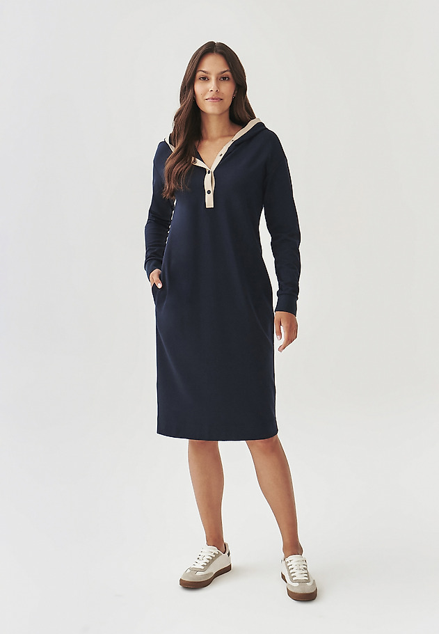 LADIES' KNITTED DRESS WITH A STRAIGHT CUT - JADE LADIES' KNITTED DRESS WITH A STRAIGHT CUT - JADE NAVY BLUE 2