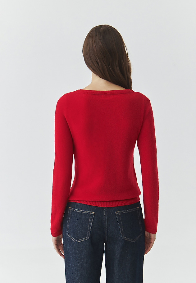 CASHMERE LADIES' JUMPER WITH BOAT NECKLINE — LEMON CASHMERE LADIES' JUMPER WITH BOAT NECKLINE — LEMON RED 3