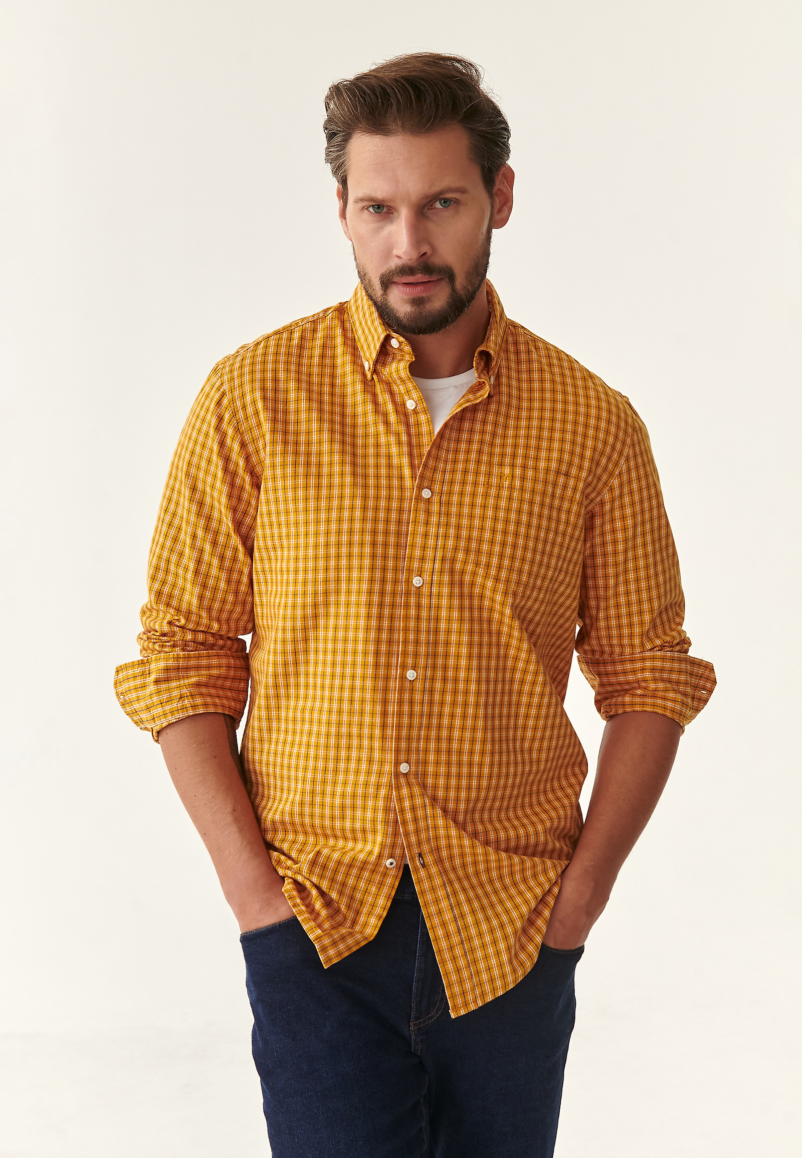 MEN'S CHECKERED SHIRT CHARLES 1 CLASSIC MEN'S CHECKERED SHIRT CHARLES 1 CLASSIC YELLOW 76400