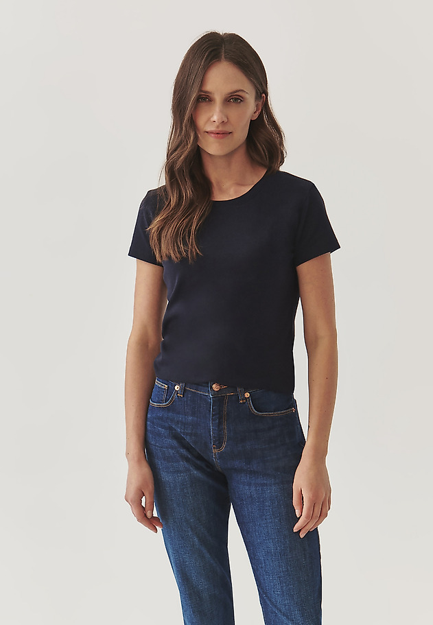 TRICOU DE DAMĂ AJUSTAT, DIN BUMBAC - ANTONINA TRICOU DE DAMĂ AJUSTAT, DIN BUMBAC - ANTONINA BLEUMARIN 3