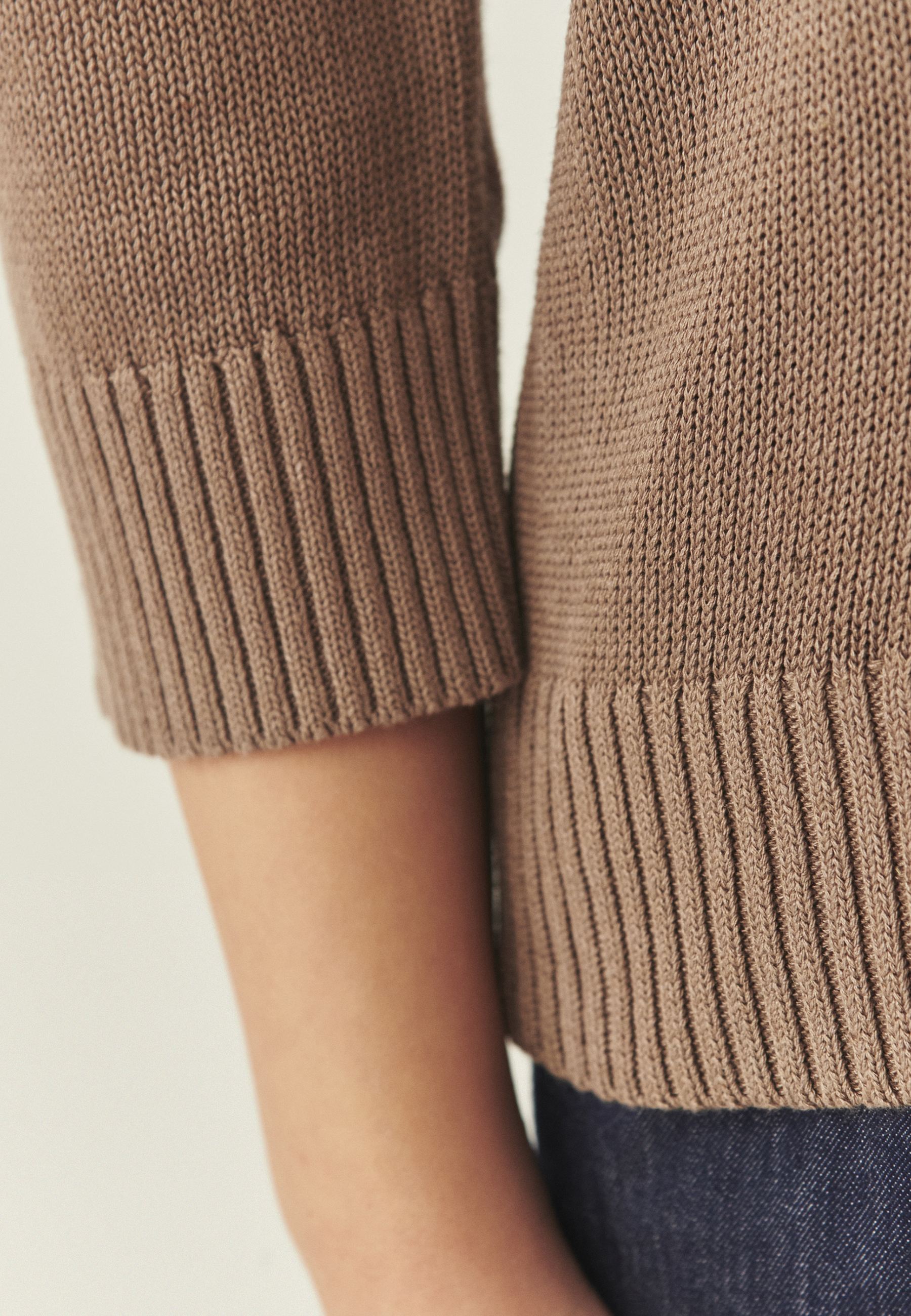 SWETER Z DOMIESZKĄ LNU - IVA BEŻOWY 2