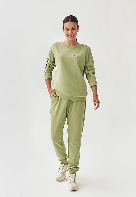 LADIES' KNITTED SWEATSHIRT WITH A ROUND NECKLINE - YOLANDA GREEN 2