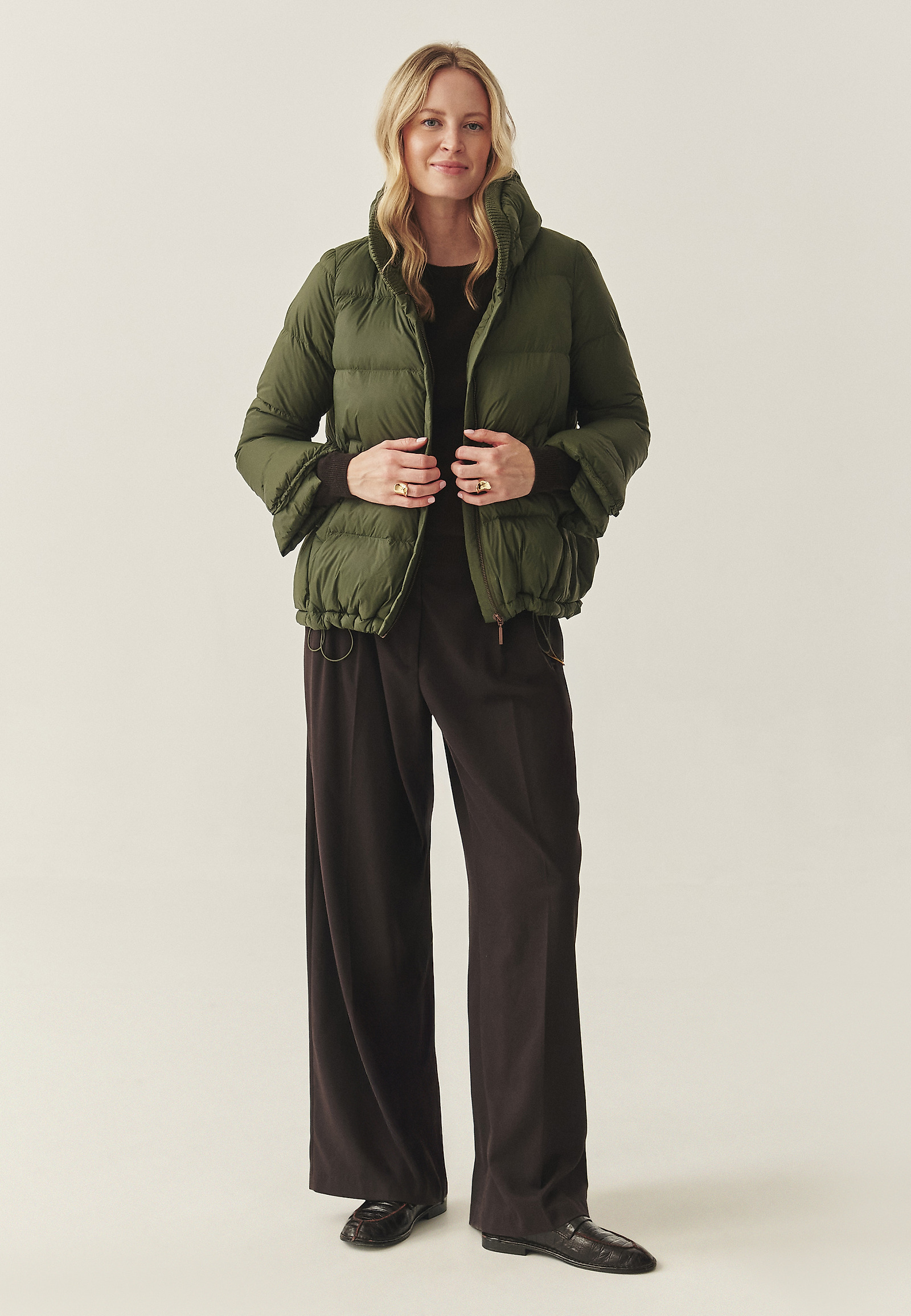 DOWN JACKET WITH STAND-UP COLLAR - BUBO DOWN JACKET WITH STAND-UP COLLAR - BUBO GREEN 117384