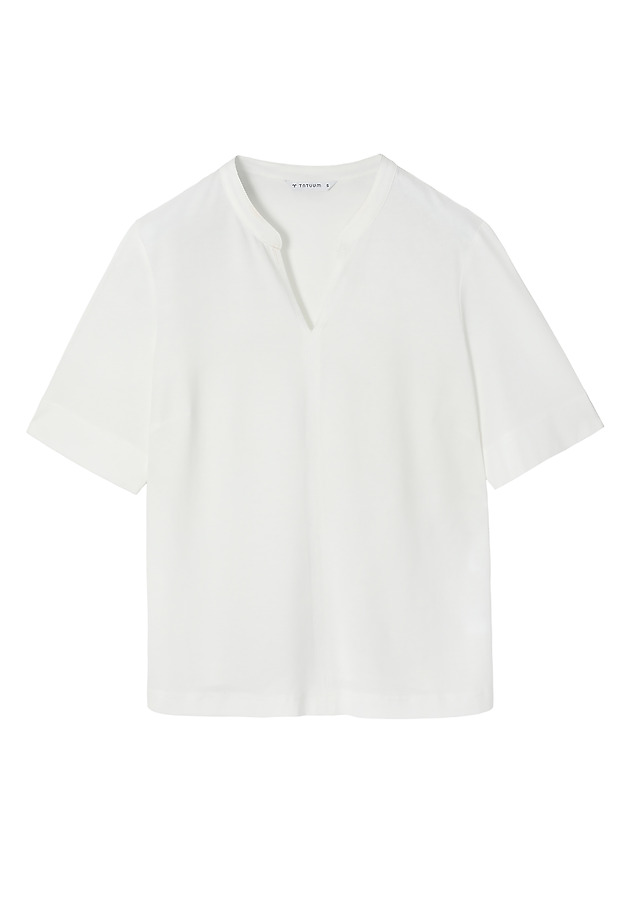 LADIES' MERCERISED COTTON BLOUSE WITH STAND-UP COLLAR — IVANA LADIES' MERCERISED COTTON BLOUSE WITH STAND-UP COLLAR — IVANA ECRU 10