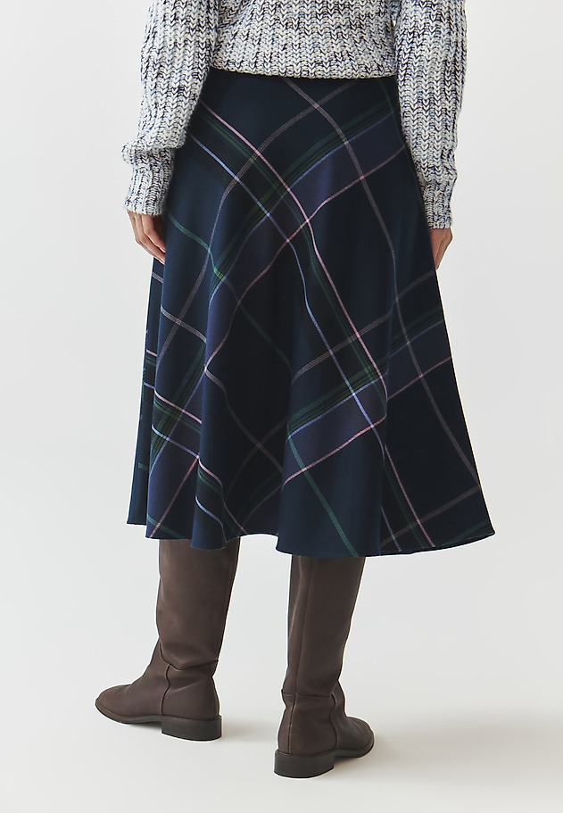 CHECKERED FABRIC FLARED MIDI SKIRT — LUBKO CHECKERED FABRIC FLARED MIDI SKIRT — LUBKO MULTIKOLOR 3