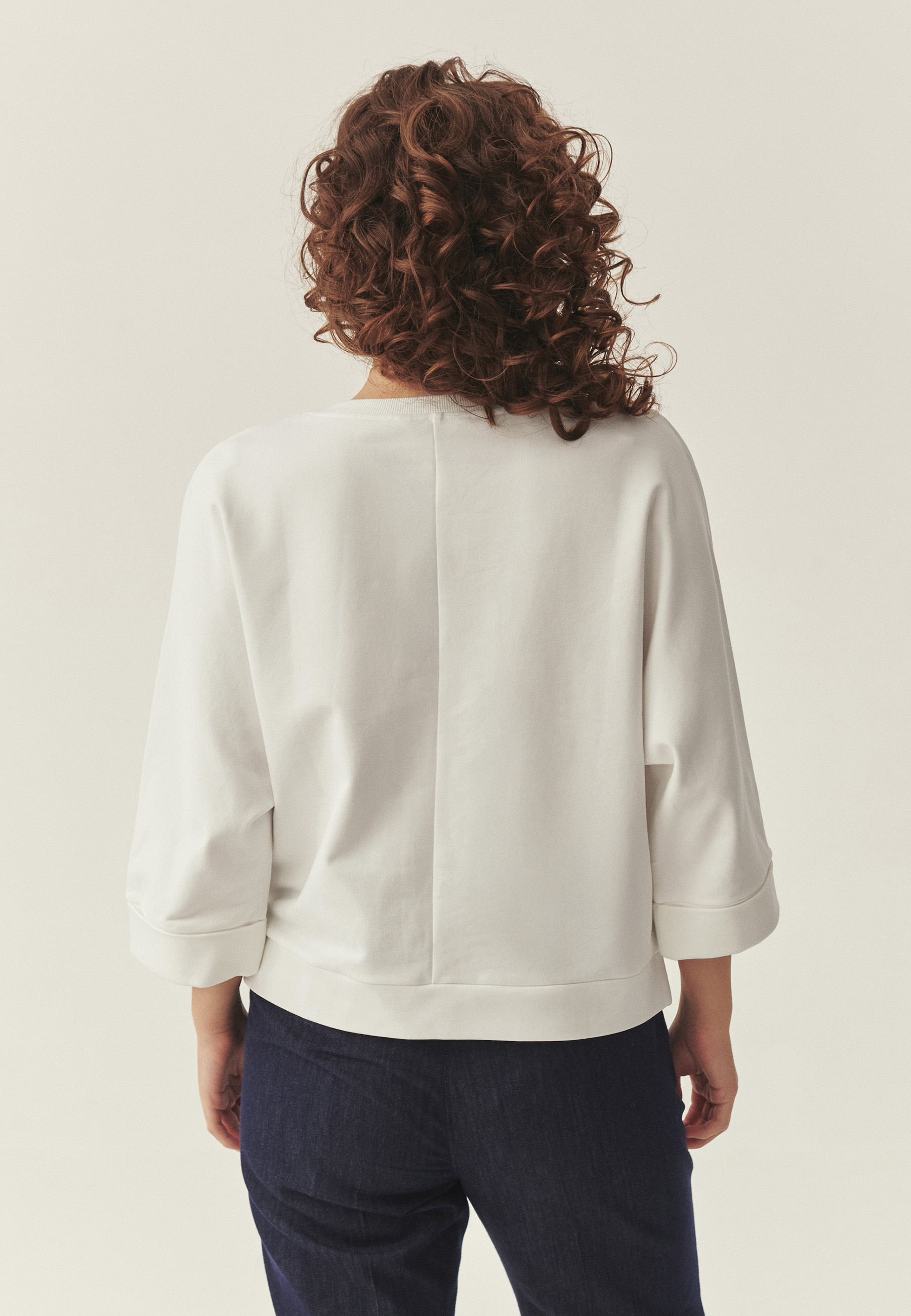 DZIANINOWA BLUZA Z BAWEŁNĄ -SULEN BIAŁY 2