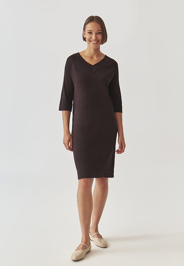 KNITTED DRESS IN SHINY YARN -TAYA KNITTED DRESS IN SHINY YARN -TAYA BROWN 1