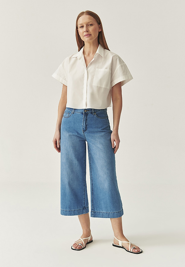 DENIM TROUSERS WITH WIDE LEG - RAVEY DENIM TROUSERS WITH WIDE LEG - RAVEY NIEBIESKI 1