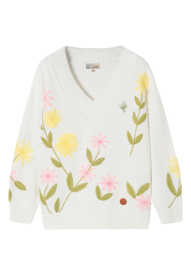 WZORZYSTY SWETER Z HAFTEM — MAYOLA WZORZYSTY SWETER Z HAFTEM — MAYOLA ECRU 9