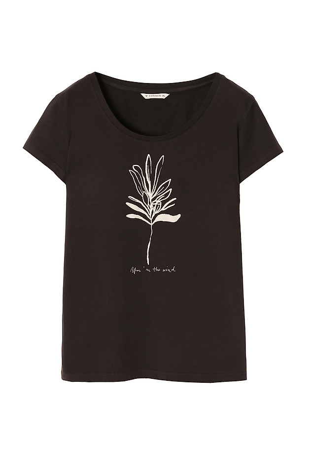 T-SHIRT DAMSKI Z MIEJSCOWYM ROŚLINNYM NADRUKIEM ANTONIA 2 T-SHIRT DAMSKI Z MIEJSCOWYM ROŚLINNYM NADRUKIEM ANTONIA 2 BRĄZOWY 6