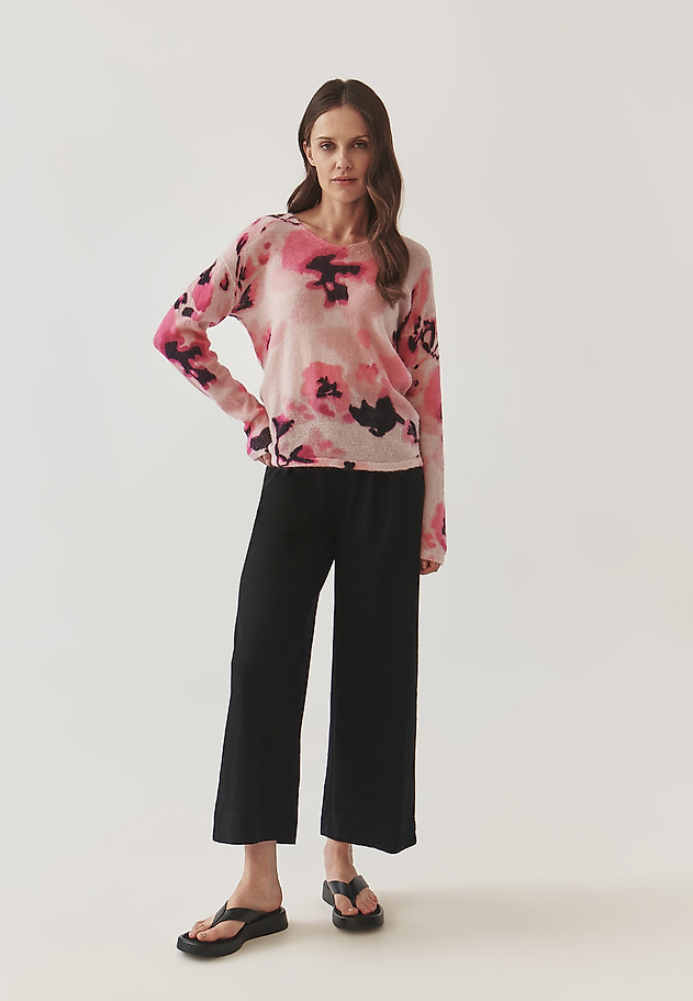 LADIES’ FLORAL SWEATER WITH AN ADMIXTURE OF MOHAIR - SOLO LADIES’ FLORAL SWEATER WITH AN ADMIXTURE OF MOHAIR - SOLO MULTIKOLOR 2