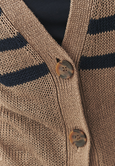 LADIES' CROSS-STRIPED LINEN CARDIGAN — ISABEL MULTICOLOR 2