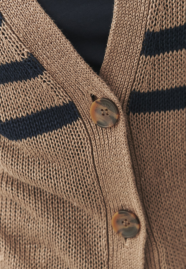LADIES' CROSS-STRIPED LINEN CARDIGAN — ISABEL LADIES' CROSS-STRIPED LINEN CARDIGAN — ISABEL MULTIKOLOR 6