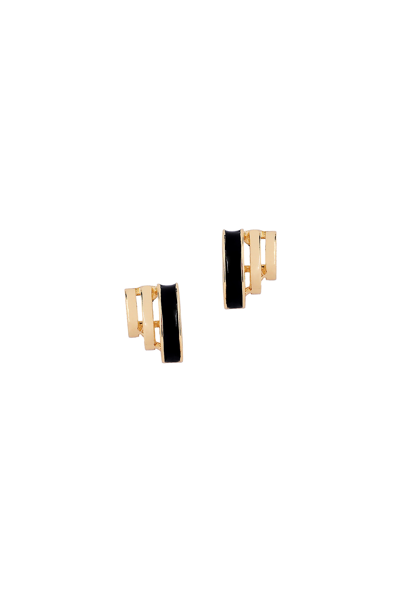 ASYMMETRIC EARRINGS WITH BLACK ACCENT — SPLOTI ASYMMETRIC EARRINGS WITH BLACK ACCENT — SPLOTI GOLD 100768