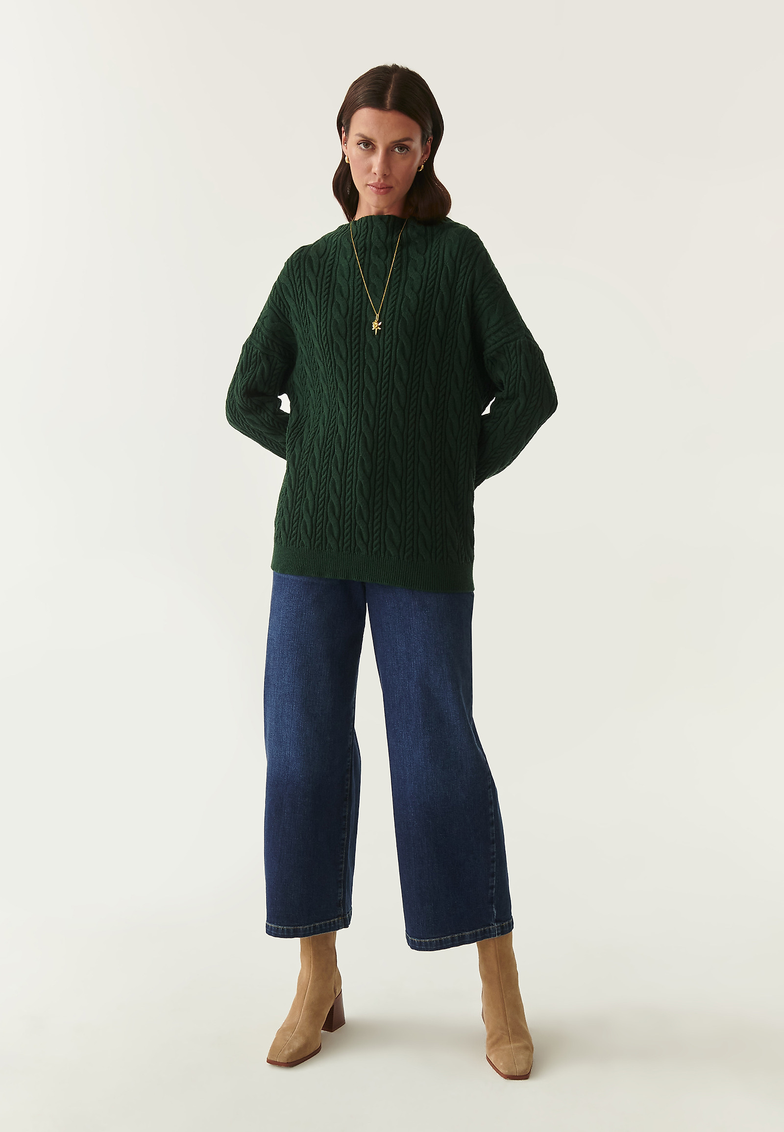 SWETER DAMSKI Z GOLFEM WENWENA 1 SWETER DAMSKI Z GOLFEM WENWENA 1 ZIELONY 83284