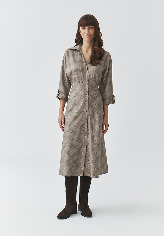 FABRIC CHECKERED MIDI DRESS — SAMOTALI 1 FABRIC CHECKERED MIDI DRESS — SAMOTALI 1 MULTIKOLOR 2