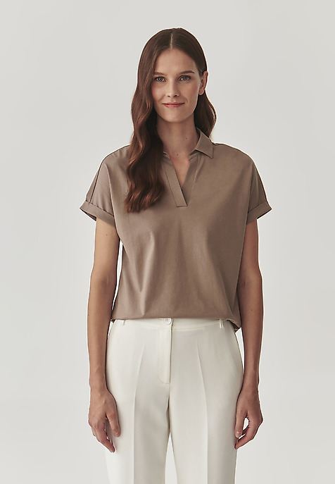 LADIES’ BLOUSE WITH A COLLAR - AMBRA BEIGE 2