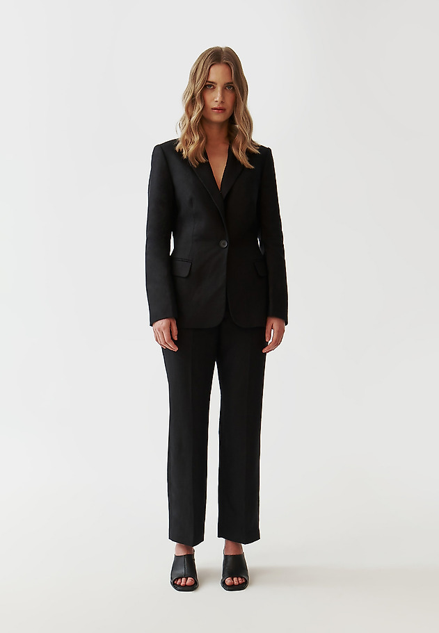 STYLOWY TKANINOWY ŻAKIET JEDNORZĘDOWY - LAMIA 2 STYLOWY TKANINOWY ŻAKIET JEDNORZĘDOWY - LAMIA 2 CZARNY 2