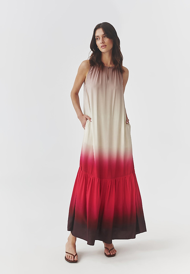 ROCHIE LUNGĂ, DIN ȚESĂTURĂ DIN VISCOZĂ ÎN DEGRADE - OROKONO ROCHIE LUNGĂ, DIN ȚESĂTURĂ DIN VISCOZĂ ÎN DEGRADE - OROKONO MULTICOLOR 1
