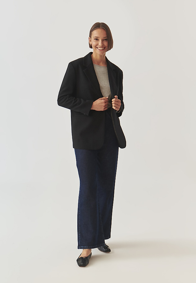 FABRIC BLAZER WITH OVERSIZE CUT - KENEKO FABRIC BLAZER WITH OVERSIZE CUT - KENEKO CZARNY 2