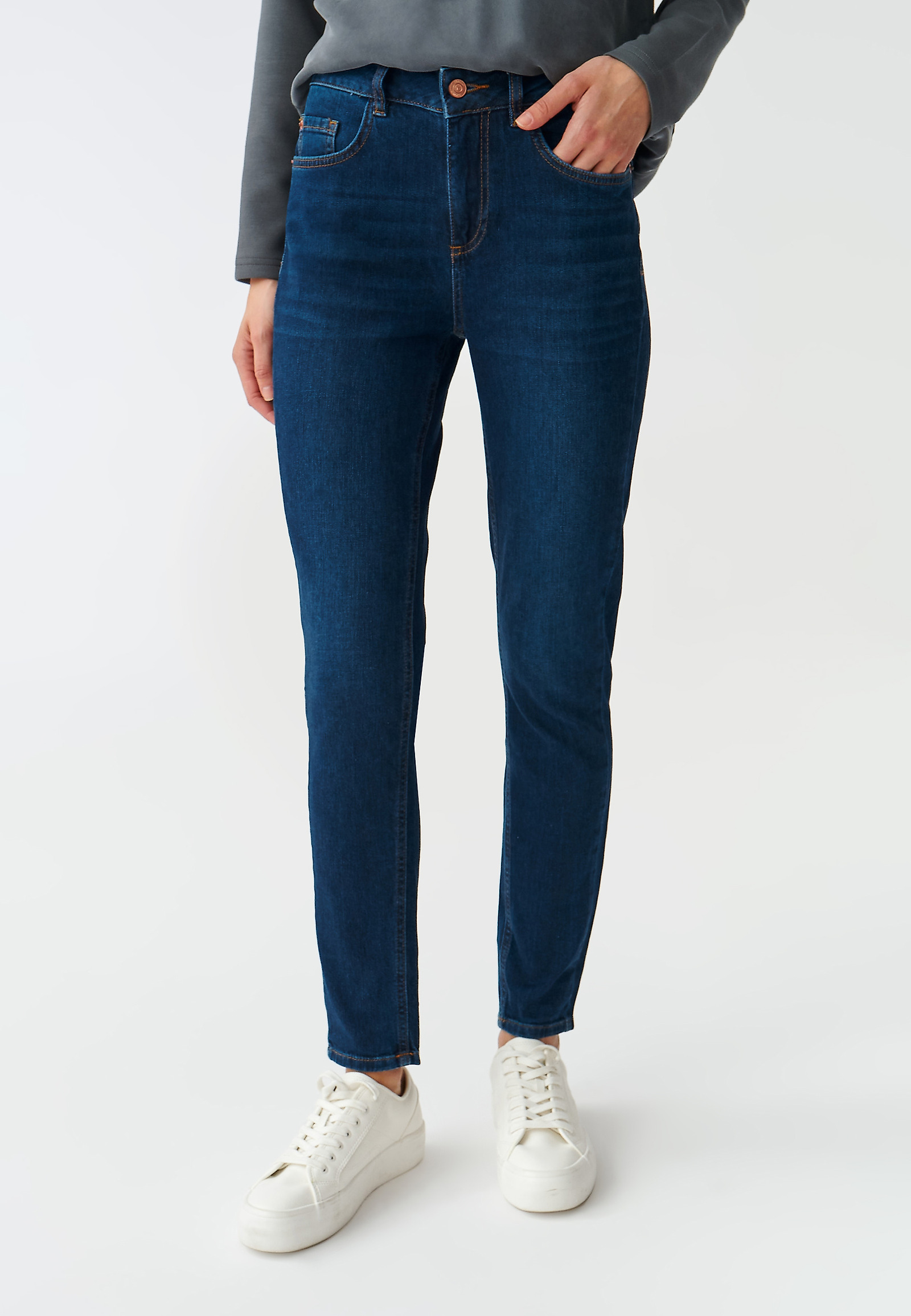 DENIMOWE SPODNIE DAMSKIE FITMI DENIMOWE SPODNIE DAMSKIE FITMI GRANATOWY 80267