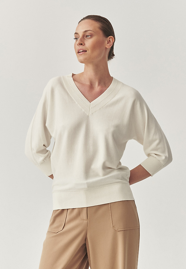 SWEATER MOALE FĂCUT DINTR-O COMBINARE DE BUMBAC RESPIRABIL - ASEL SWEATER MOALE FĂCUT DINTR-O COMBINARE DE BUMBAC RESPIRABIL - ASEL ECRU 1