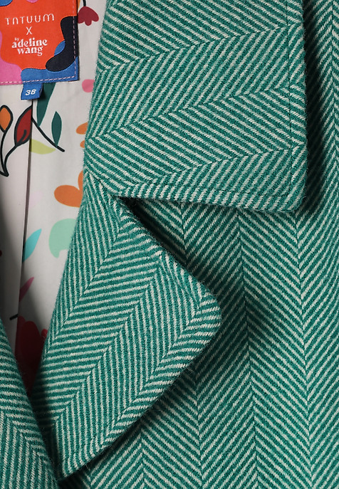 WOOL HERRINGBONE COAT - SEWRO GREEN 2