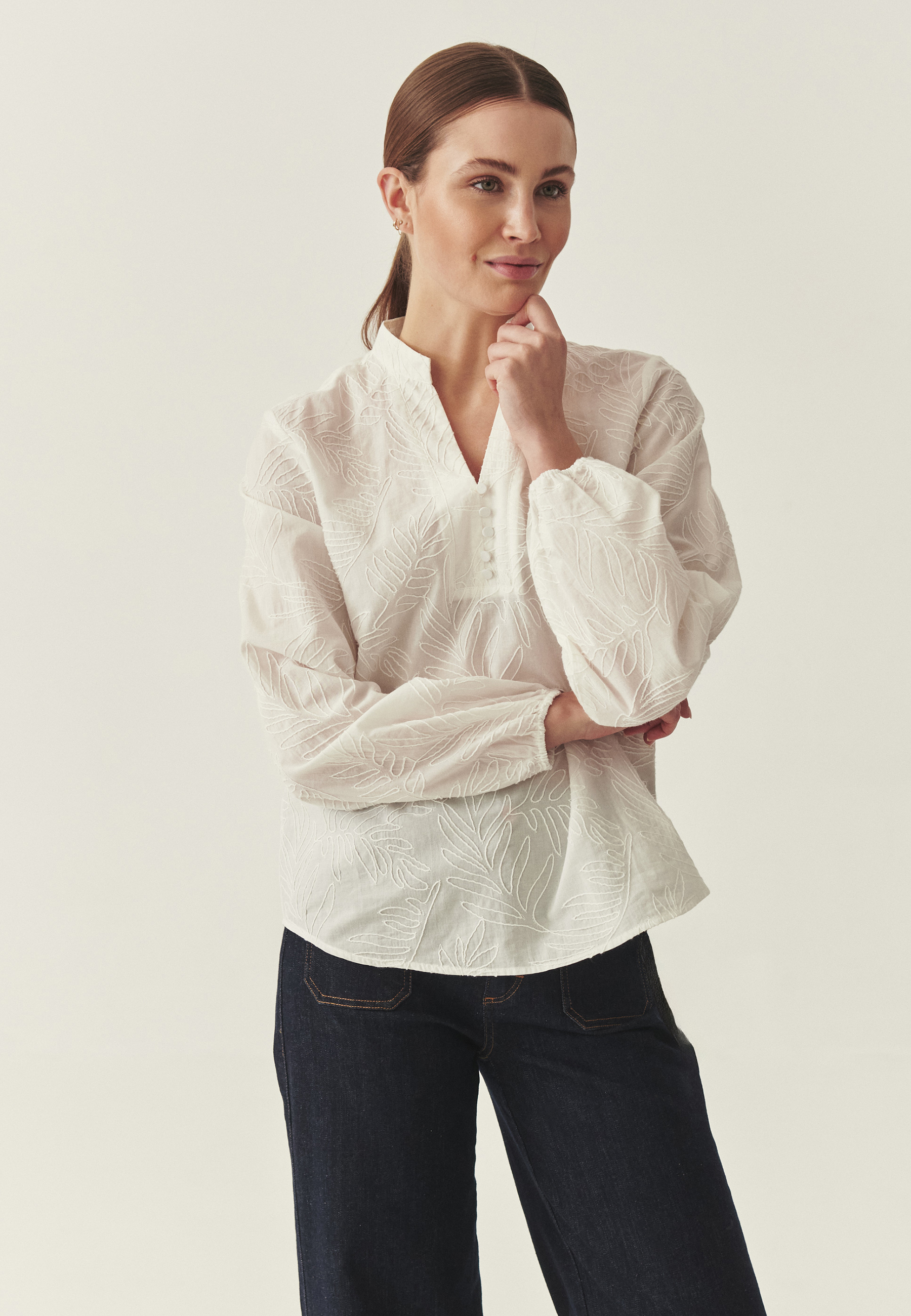 COTTON BLOUSE WITH EMBROIDERY - TANTI WHITE 2