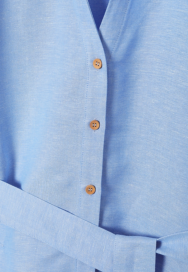 SHIRT MIDI DRESS WITH LINEN - ZEWI SHIRT MIDI DRESS WITH LINEN - ZEWI NIEBIESKI 8