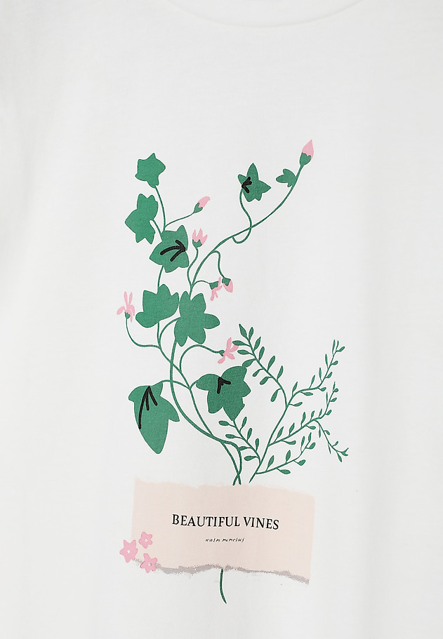 TRICOU DIN BUMBAC, CU IMPRIMEU FLORAL — MALATI TRICOU DIN BUMBAC, CU IMPRIMEU FLORAL — MALATI ECRU 6