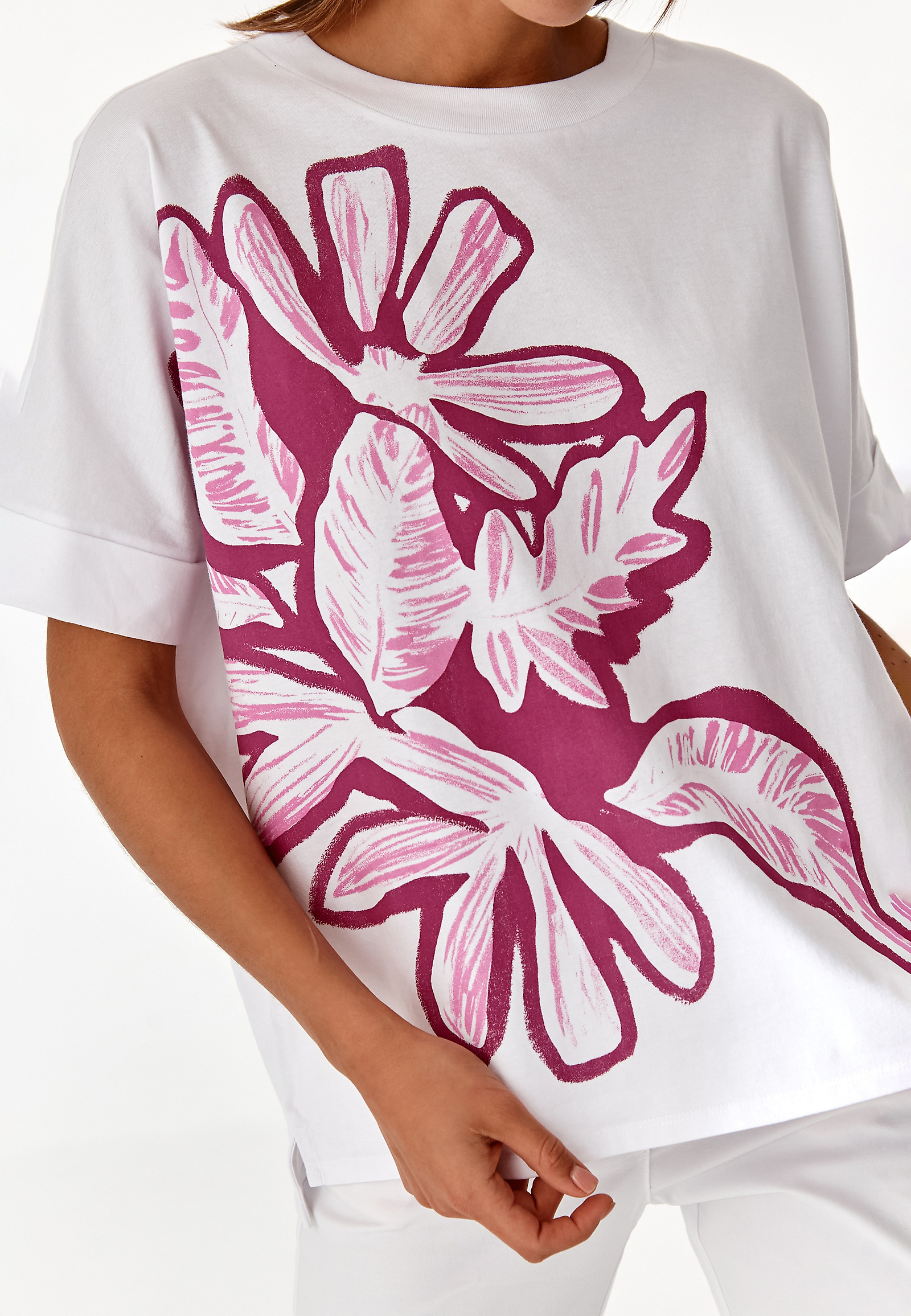 BAWEŁNIANY T-SHIRT DAMSKI  LIKE 14 BAWEŁNIANY T-SHIRT DAMSKI  LIKE 14 BIAŁY 77554