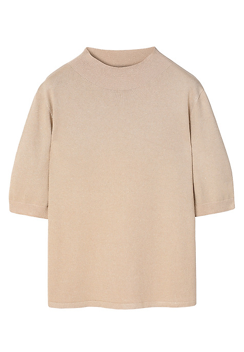 KLASYCZNY SWETER Z METALIZOWANYM WŁÓKNEM - LULU BEŻOWY 2