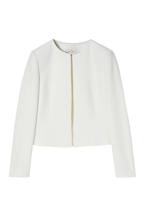 KRÁTKE TEXTILNÉ SAKO PLÁŠŤOVÉHO TYPU - MIRA ECRU 2